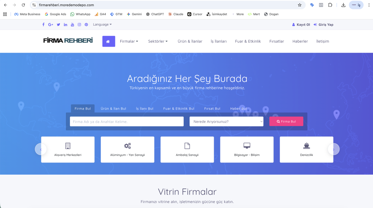 Firma Rehberi v1 - Gelişmiş Şehir ve Sektör Rehberi Yazılımı